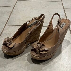Steve Madden Nude Wedge Sandals with Bow